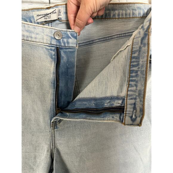 Abercrombie & Fitch light wash skinny jean distressed raw hem normcore plus size - Picture 4 of 12